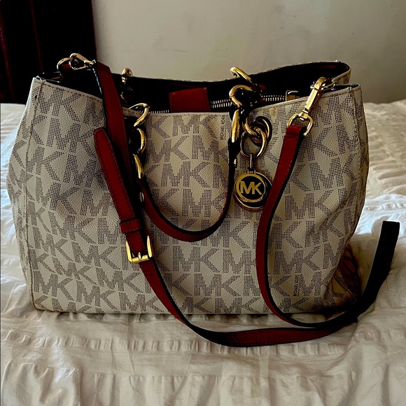 Michael Kors Cream and brown Logo Shoulder Bag - Picture 1 of 8